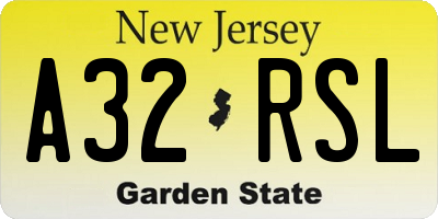 NJ license plate A32RSL