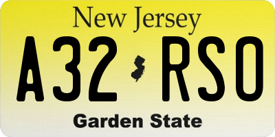 NJ license plate A32RSO