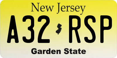 NJ license plate A32RSP