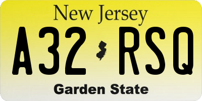 NJ license plate A32RSQ