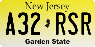 NJ license plate A32RSR