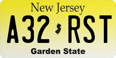 NJ license plate A32RST