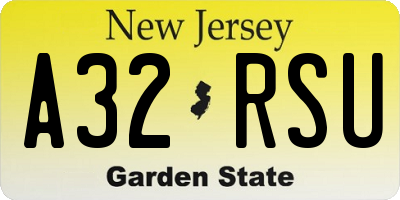 NJ license plate A32RSU