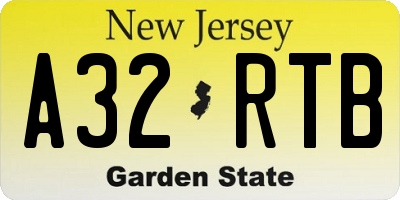 NJ license plate A32RTB