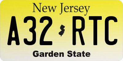 NJ license plate A32RTC