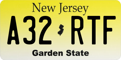 NJ license plate A32RTF