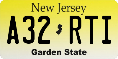 NJ license plate A32RTI
