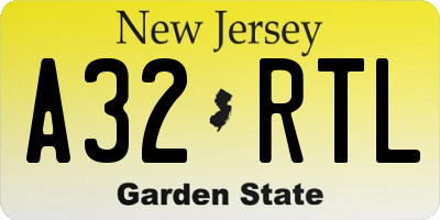NJ license plate A32RTL