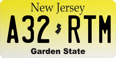 NJ license plate A32RTM
