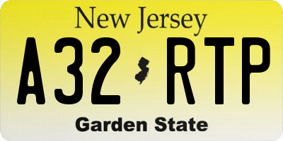 NJ license plate A32RTP