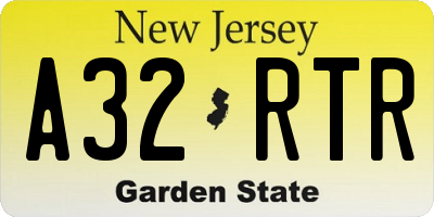 NJ license plate A32RTR