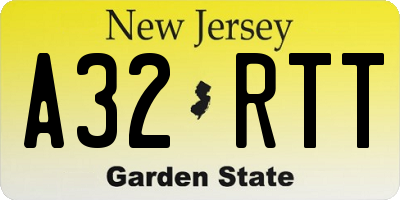 NJ license plate A32RTT