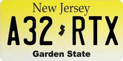 NJ license plate A32RTX