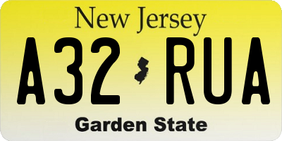 NJ license plate A32RUA
