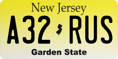 NJ license plate A32RUS