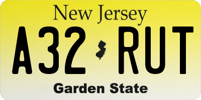 NJ license plate A32RUT