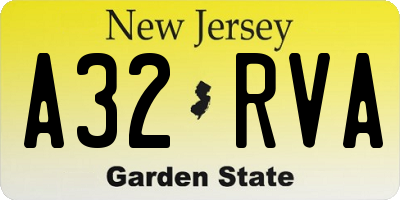 NJ license plate A32RVA