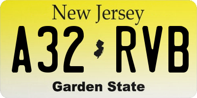 NJ license plate A32RVB
