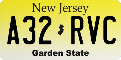 NJ license plate A32RVC