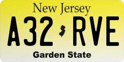NJ license plate A32RVE
