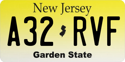 NJ license plate A32RVF
