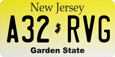 NJ license plate A32RVG