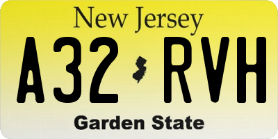 NJ license plate A32RVH