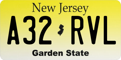 NJ license plate A32RVL