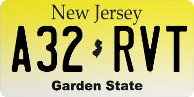 NJ license plate A32RVT