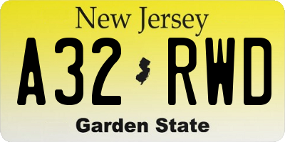 NJ license plate A32RWD
