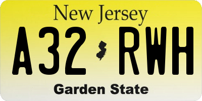 NJ license plate A32RWH