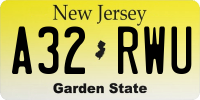 NJ license plate A32RWU