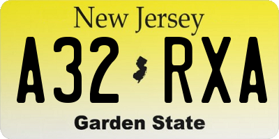 NJ license plate A32RXA