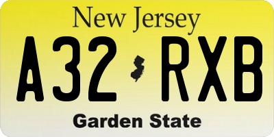NJ license plate A32RXB