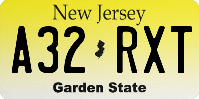 NJ license plate A32RXT