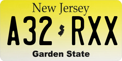 NJ license plate A32RXX