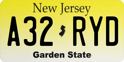 NJ license plate A32RYD