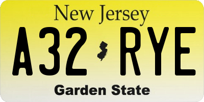 NJ license plate A32RYE