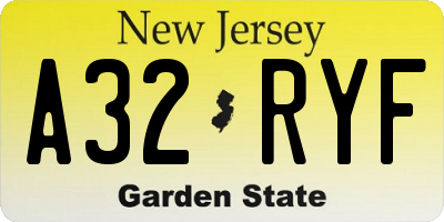 NJ license plate A32RYF