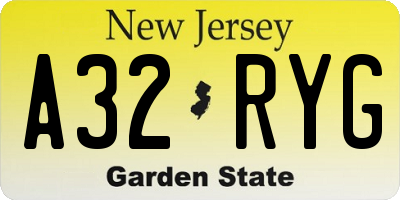 NJ license plate A32RYG