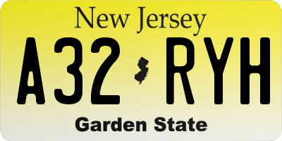 NJ license plate A32RYH