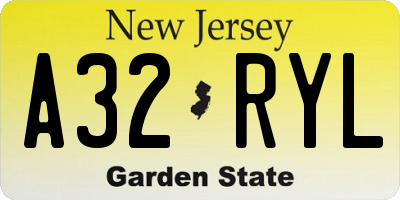 NJ license plate A32RYL