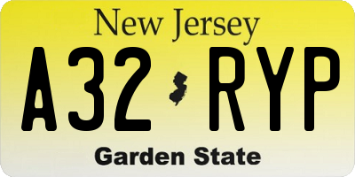 NJ license plate A32RYP