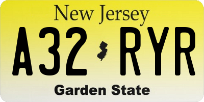 NJ license plate A32RYR