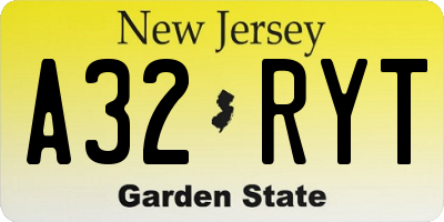 NJ license plate A32RYT