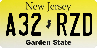 NJ license plate A32RZD