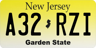 NJ license plate A32RZI