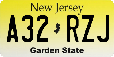 NJ license plate A32RZJ