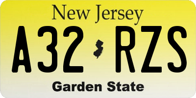 NJ license plate A32RZS