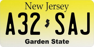 NJ license plate A32SAJ